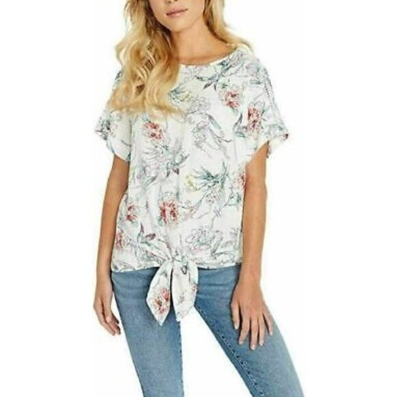 Buffalo David Bitton Women's Floral Print Tie Front Woven Top - M - Picture 1 of 7